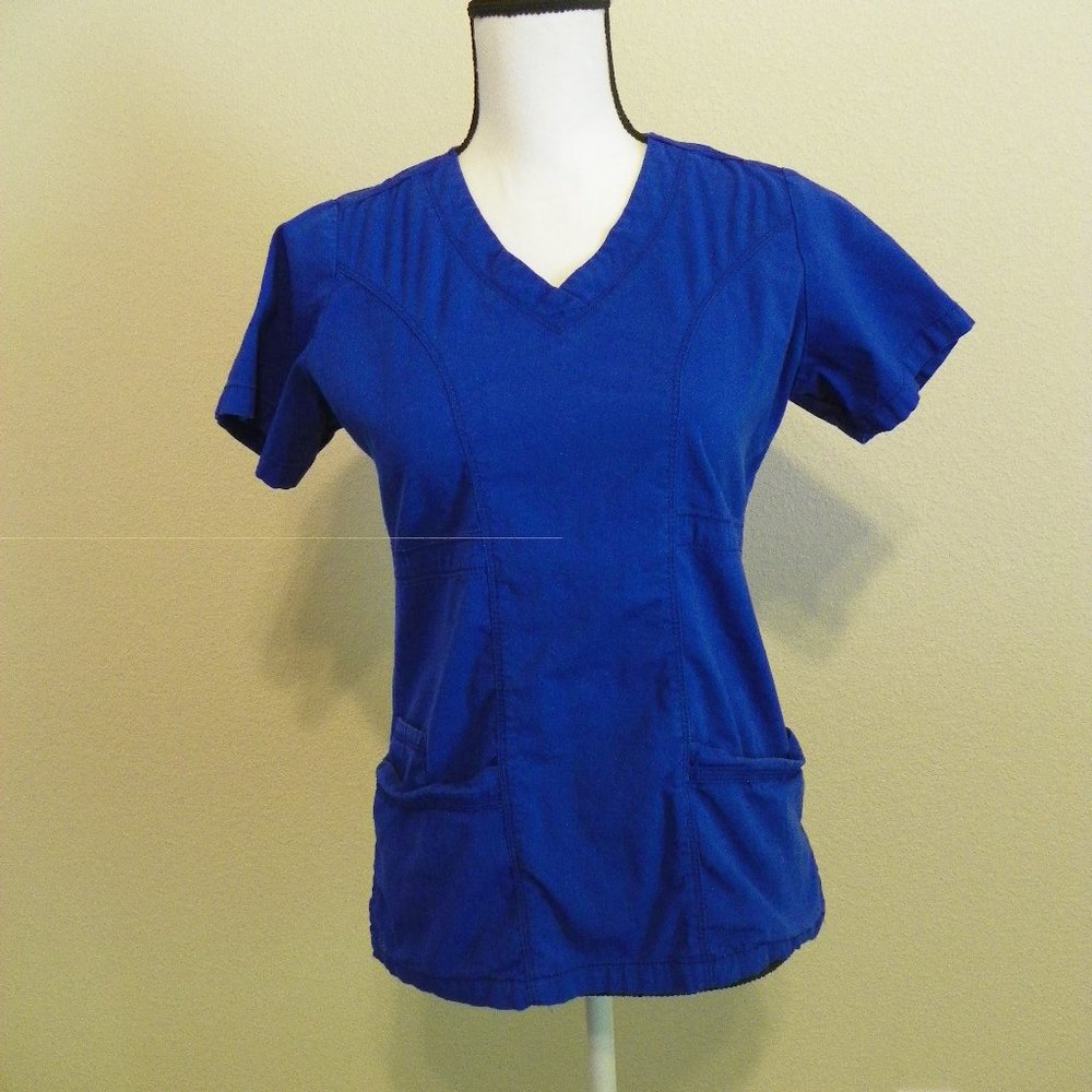 X Small Maevn Scrub Top Blue EcoFlex Short Sleeve
